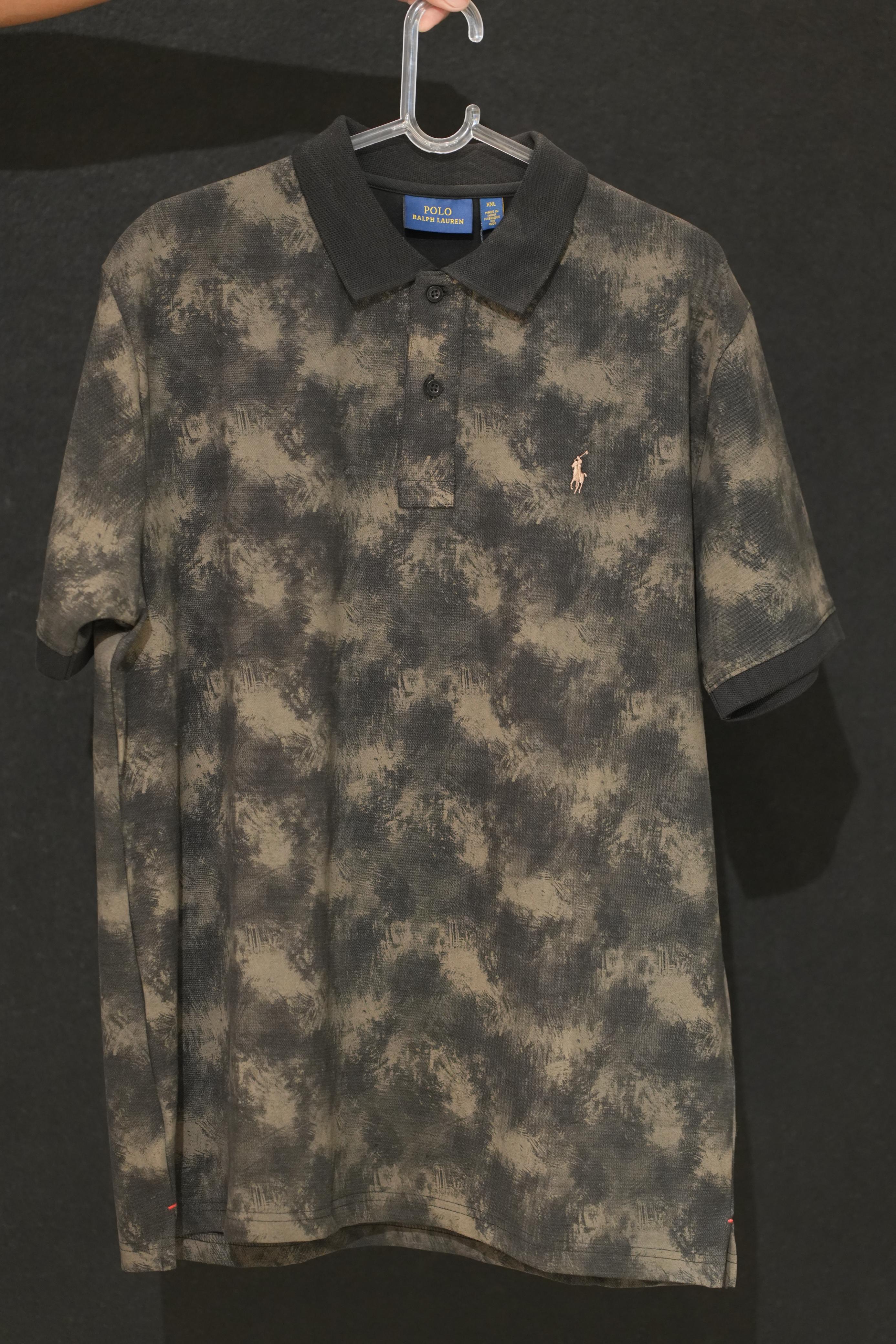 Retro Wardrobe Muddy Black Smoke Camo Polo T-Shirt