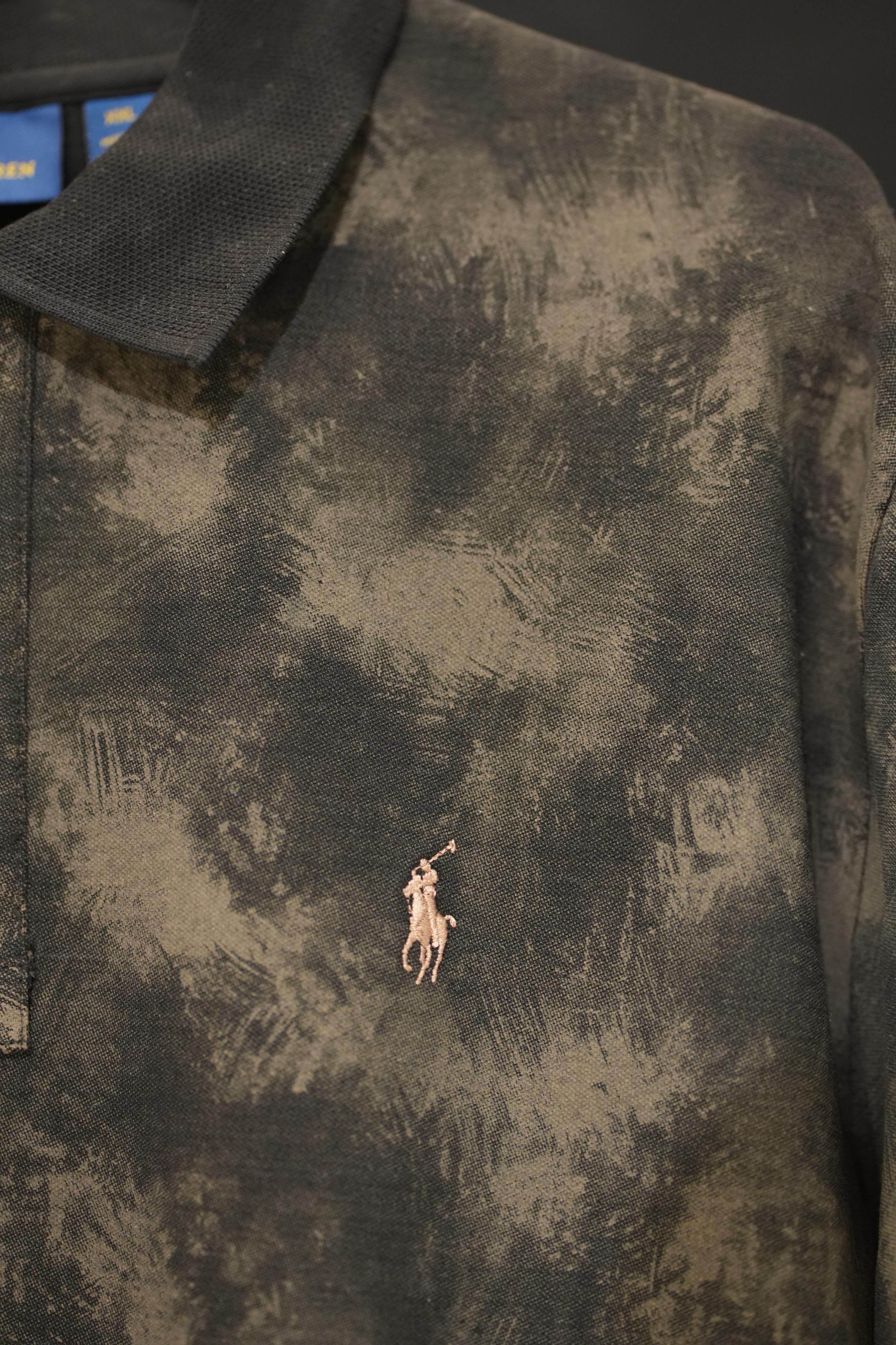 Retro Wardrobe Muddy Black Smoke Camo Polo T-Shirt