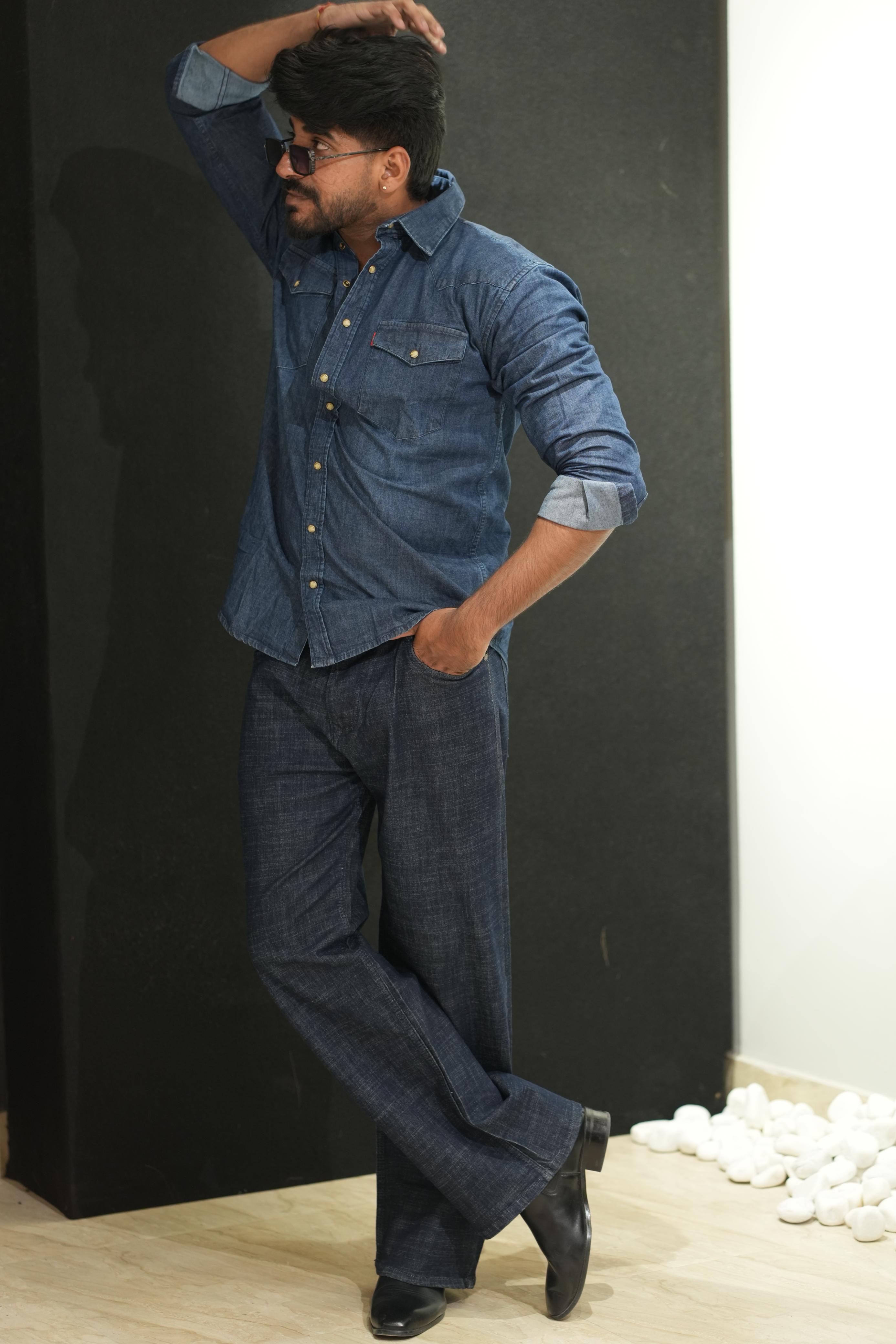 Retro Wardrobe Dark Navy Wide Leg Baggy Denim Jeans - RAW WASH