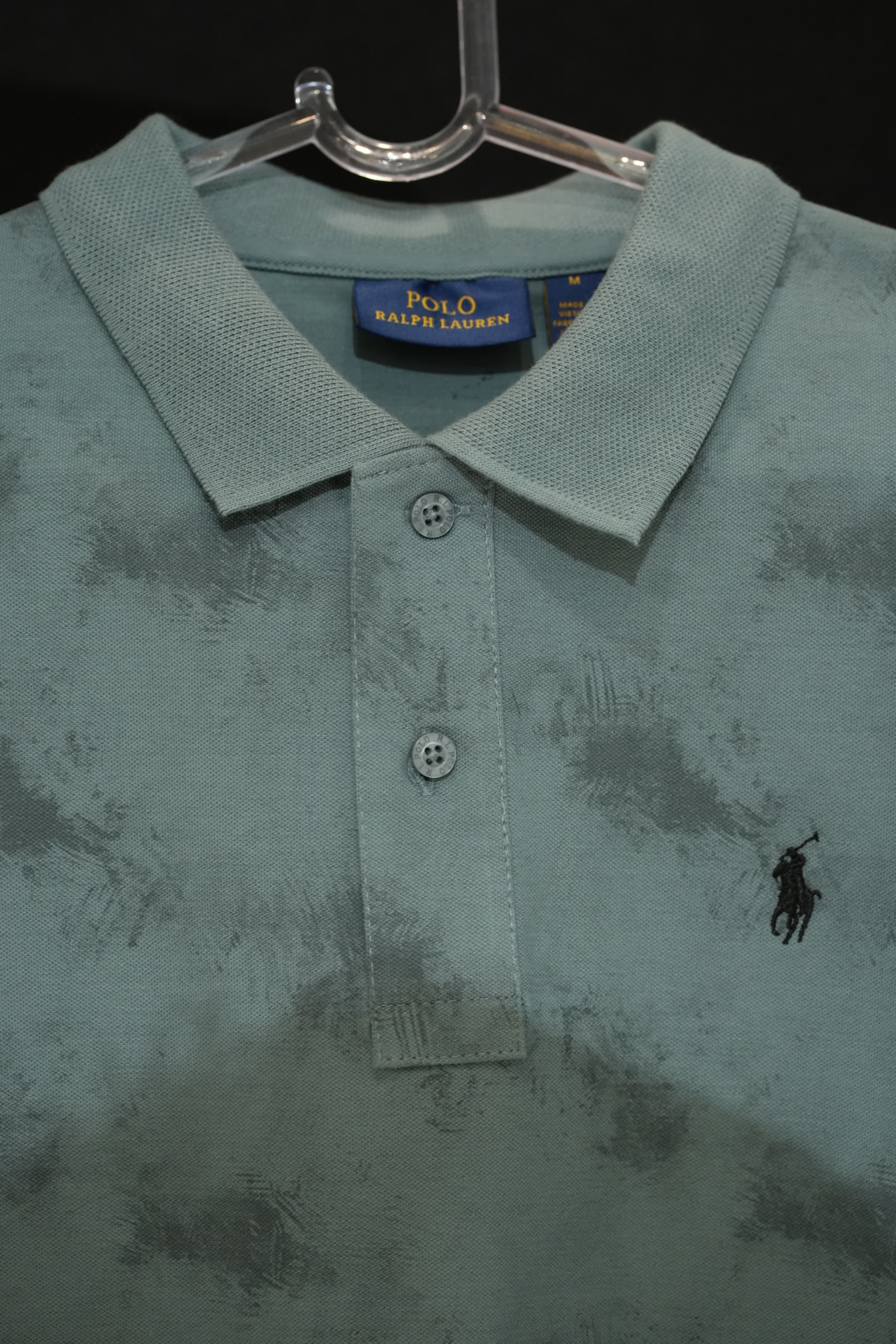 Retro Wardrobe Sage Green Smoke Camo Polo T-Shirt