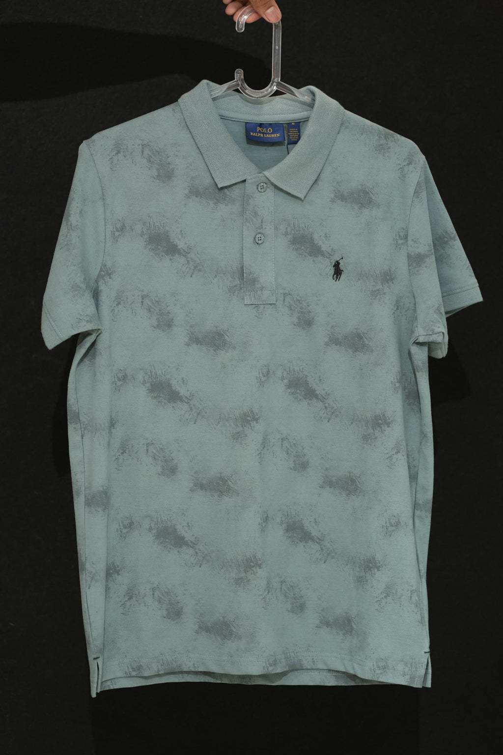 Retro Wardrobe Sage Green Smoke Camo Polo T-Shirt