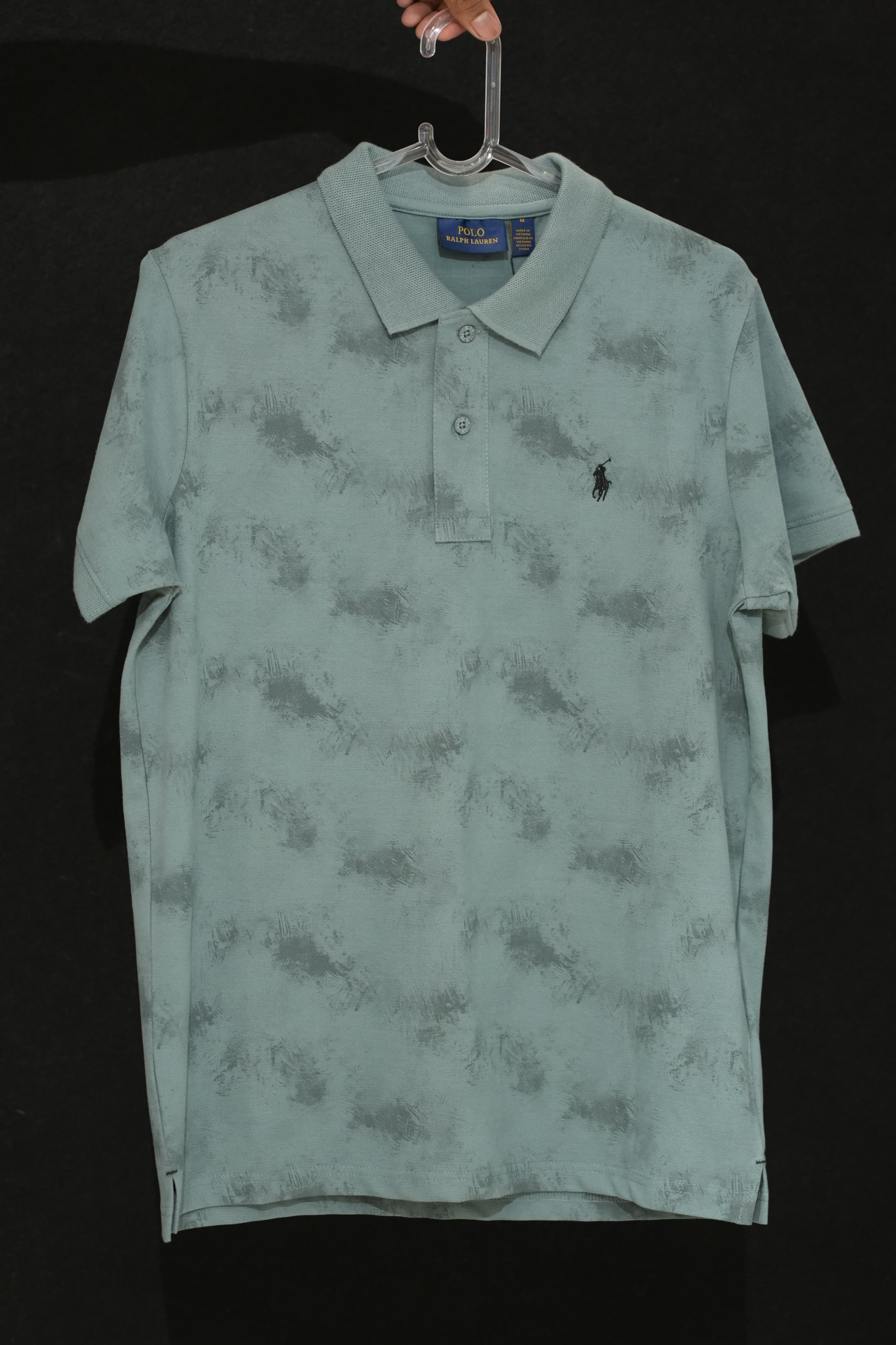 Retro Wardrobe Sage Green Smoke Camo Polo T-Shirt
