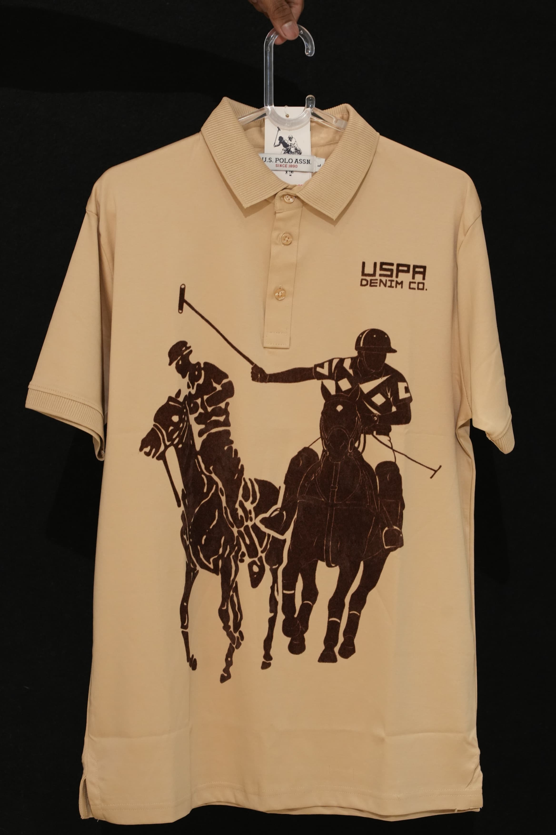 Retro Wardrobe USPA Big Polo Graphic Print Polo T-Shirt